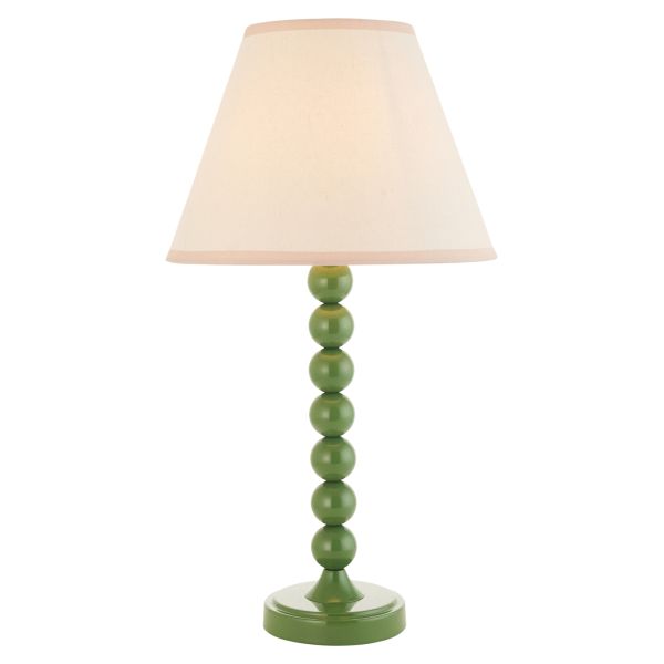 Lampa stołowa Endon 114709 Higgledy & Ivy 25cm Table, Gloss cotswold green paint & vintage white fabric