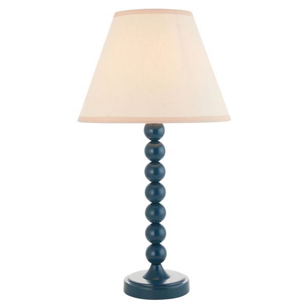 Lampa stołowa Endon 114724 Higgledy & Ivy 25cm Table, Gloss marlin blue paint & vintage white fabric