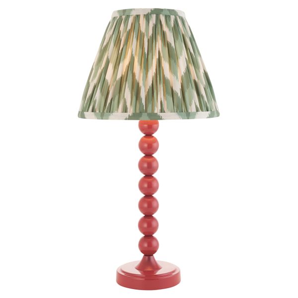 Lampa stołowa Endon 114734 Higgledy & Zigzag 25cm Table, Gloss pink clay paint & cotswold green fabric