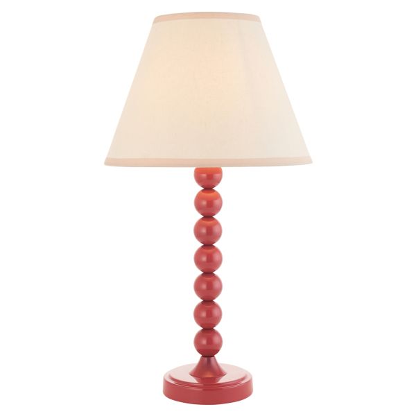 Lampa stołowa Endon 114740 Higgledy & Ivy 25cm Table, Gloss pink clay paint & vintage white fabric