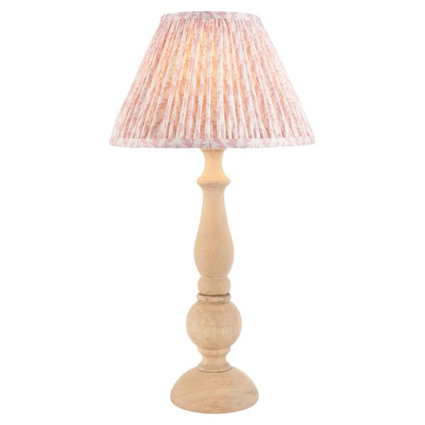 Настільна лампа Endon 114750 Hidcote & Leaf 30cm Table, Natural wood & peachy keen fabric