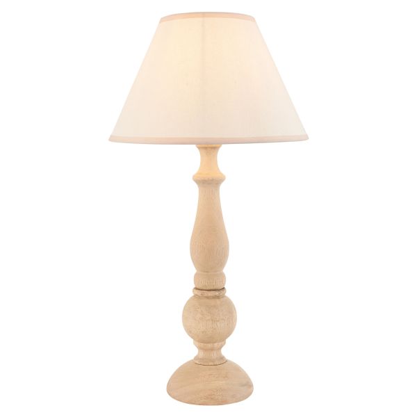 Настільна лампа Endon 114758 Hidcote & Ivy 30cm Table, Natural wood & vintage white fabric