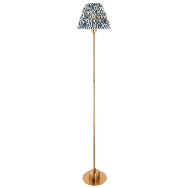 Торшер Endon 114762 Burley Rechargeable & Ripple 25cm Floor, Brushed aged brass plate & marlin blue fabric