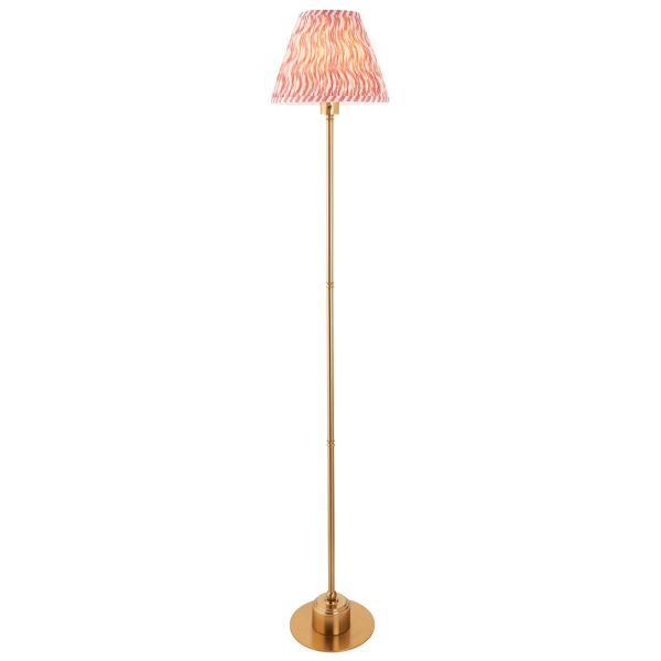 Торшер Endon 114766 Burley Rechargeable & Ripple 25cm Floor, Brushed aged brass plate & coral pink fabric