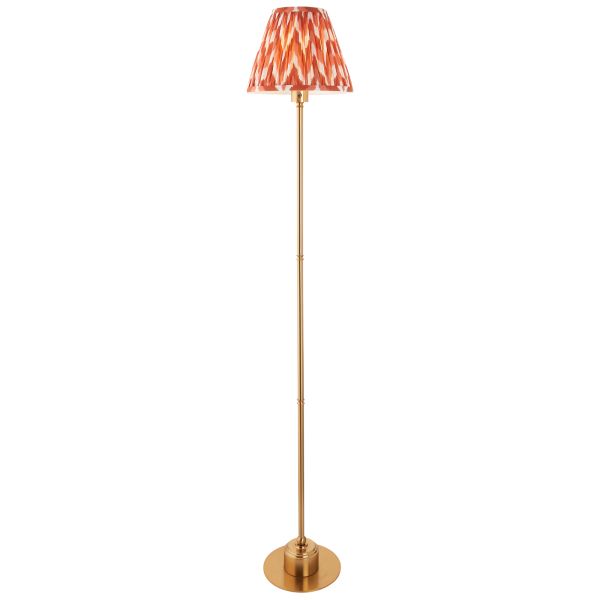 Торшер Endon 114768 Burley Rechargeable & Zigzag 25cm Floor, Brushed aged brass plate & apricot orange fabric