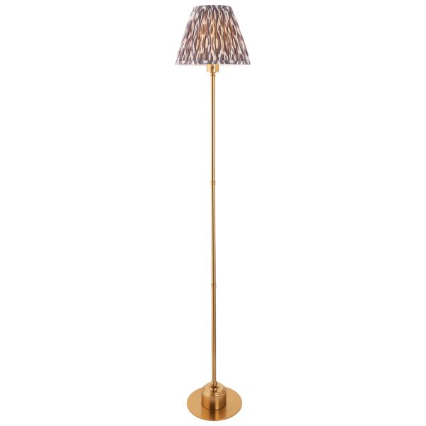 Торшер Endon 114769 Burley Rechargeable & Ikat 25cm Floor, Brushed aged brass plate & pearl grey fabric