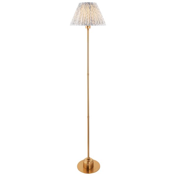 Торшер Endon 114783 Burley Rechargeable & Leaf 30cm Floor, Brushed aged brass plate & shell bay blue fabric