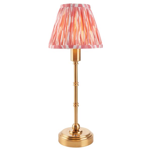 Lampa stołowa Endon 114798 Burley Rechargeable & Ikat 16cm Table, Brushed aged brass plate