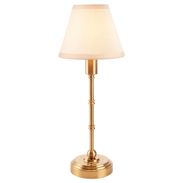 Настільна лампа Endon 114811 Burley Rechargeable & Ivy 16cm Table, Brushed aged brass plate & vintage white fabric