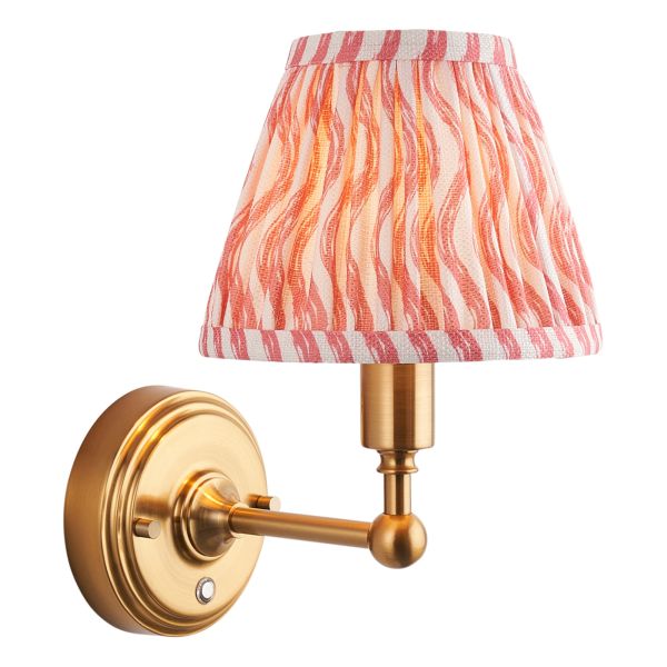 Бра Endon 114823 Burley Rechargeable & Ripple 16cm Wall, Brushed aged brass plate & coral pink fabric