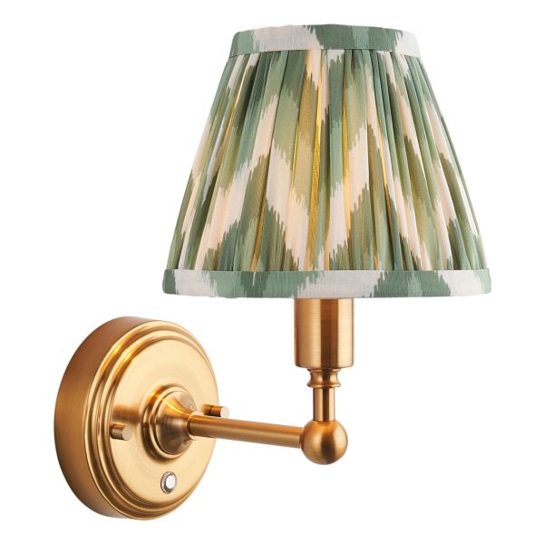 Бра Endon 114824 Burley Rechargeable & Zigzag 16cm Wall, Brushed aged brass plate & cotswold green fabric