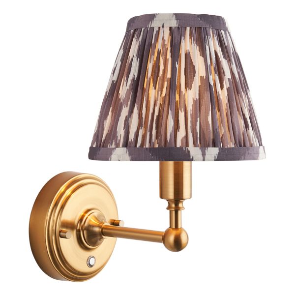 Бра Endon 114826 Burley Rechargeable & Ikat 16cm Wall, Brushed aged brass plate & pearl grey fabric