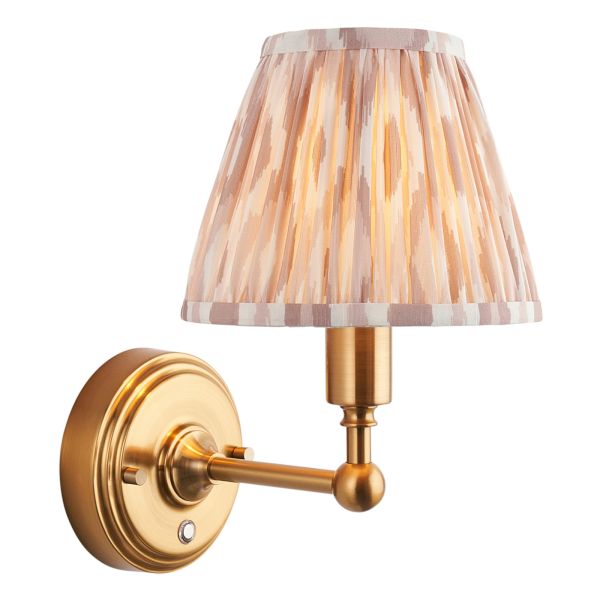 Kinkiet Endon 114831 Burley Rechargeable & Ikat 16cm Wall, Brushed aged brass plate & neutral print fabric