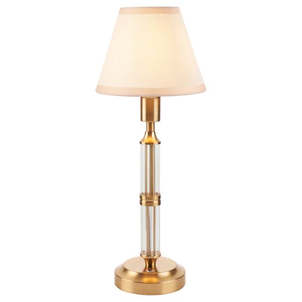 Настільна лампа Endon 114849 Morton Rechargeable & Ivy 16cm Table, Brushed aged brass plate & vintage white fabric