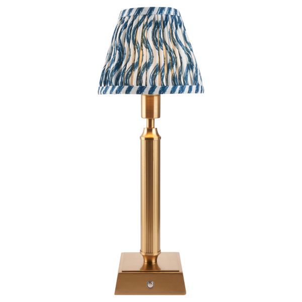 Настільна лампа Endon 114855 Trobridge Rechargeable & Ripple 16cm Table, Brushed aged brass plate & marlin blue fabric