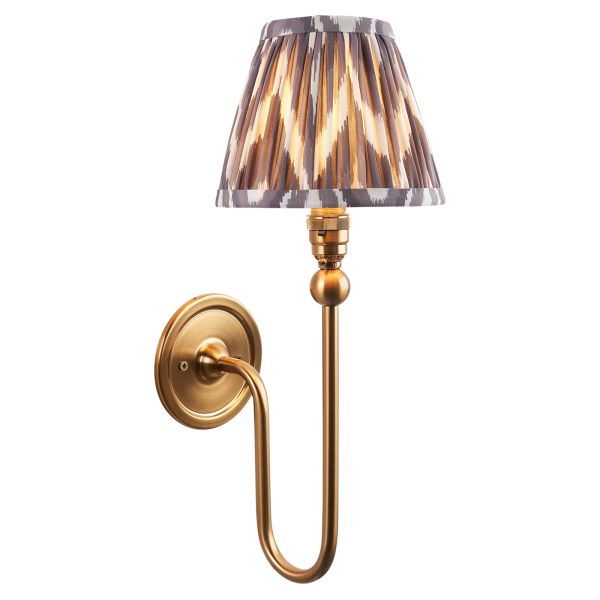 Бра Endon 115026 Santiago & Zigzag 16cm Wall, Brushed aged brass plate & pearl grey fabric