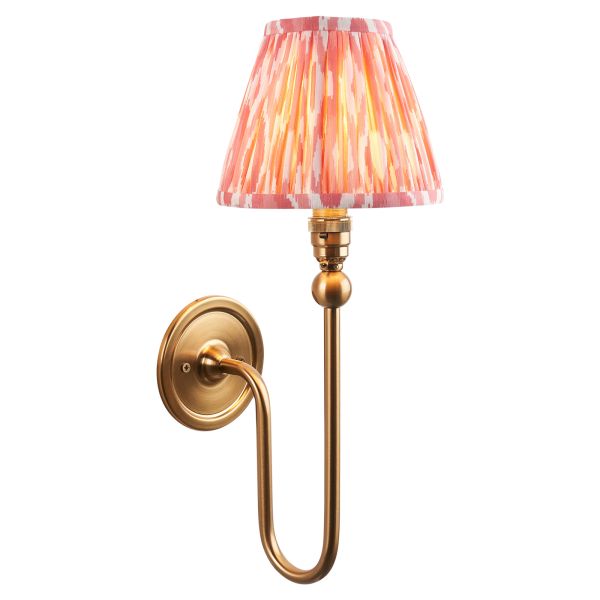 Бра Endon 115027 Santiago & Ikat 16cm Wall, Brushed aged brass plate & coral pink fabric