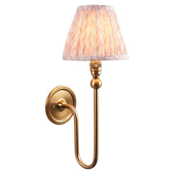 Бра Endon 115031 Santiago & Leaf 16cm Wall, Brushed aged brass plate & peachy keen fabric