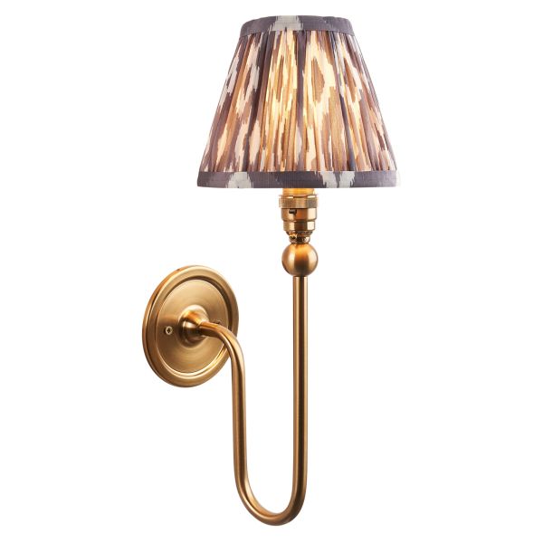 Бра Endon 115036 Santiago & Ikat 16cm Wall, Brushed aged brass plate & pearl grey fabric