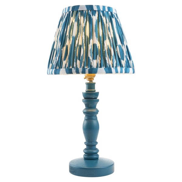 Lampa stołowa Endon 115092 Bibury & Ikat 20cm Table, Satin marlin blue paint & marlin blue fabric