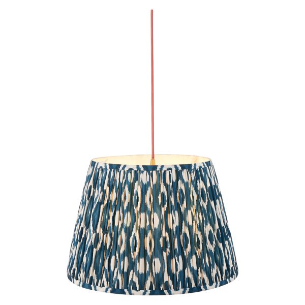 Підвісний світильник Endon 115244 Eltham & Ikat 40cm Pendant, Brushed aged brass, red flex & marlin blue fabric