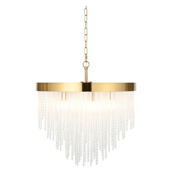 Żyrandol Endon 115346 Anistoria 5Lt Pendant, Brushed aged brass plate & clear glass