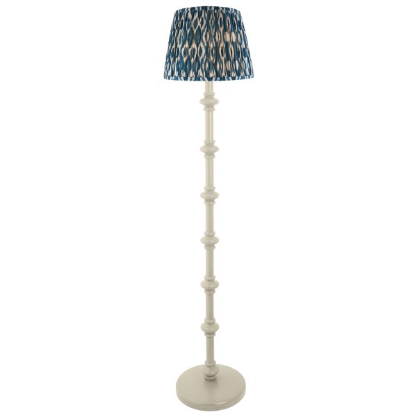 Lampa podłogowa Endon 115485 Carnaby & Ikat 35cm Floor, Satin almond white paint & marlin blue fabric