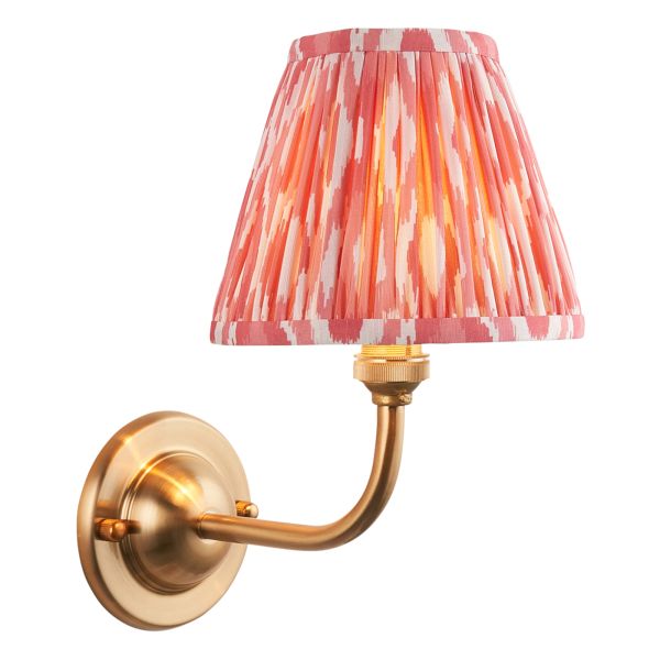 Бра Endon 115589 Dome Arc & Ikat 16cm Wall, Brushed aged brass plate & coral pink fabric