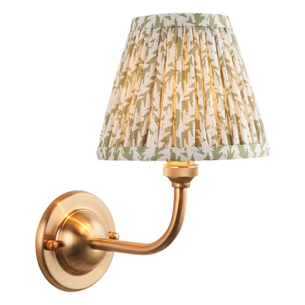 Бра Endon 115590 Dome Arc & Leaf 16cm Wall, Brushed aged brass plate & herb garden green fabric