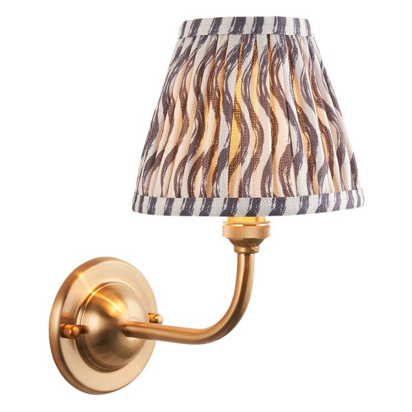 Бра Endon 115593 Dome Arc & Ripple 16cm Wall, Brushed aged brass plate & pearl grey fabric