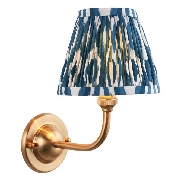 Бра Endon 115598 Dome Arc & Ikat 16cm Wall, Brushed aged brass plate & marlin blue fabric