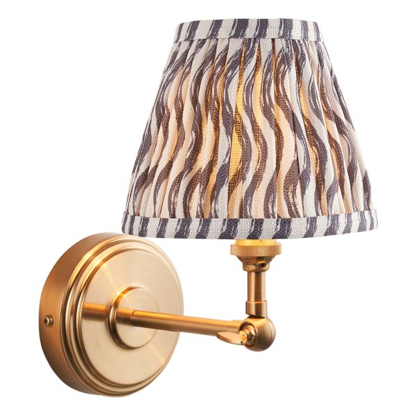 Бра Endon 115780 Step Wing & Ripple 16cm Wall, Brushed aged brass plate & pearl grey fabric