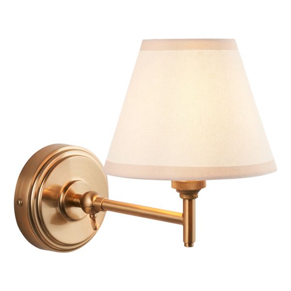 Kinkiet Endon 115803 Step Fold & Ivy 16cm Wall, Brushed aged brass plate & vintage white fabric