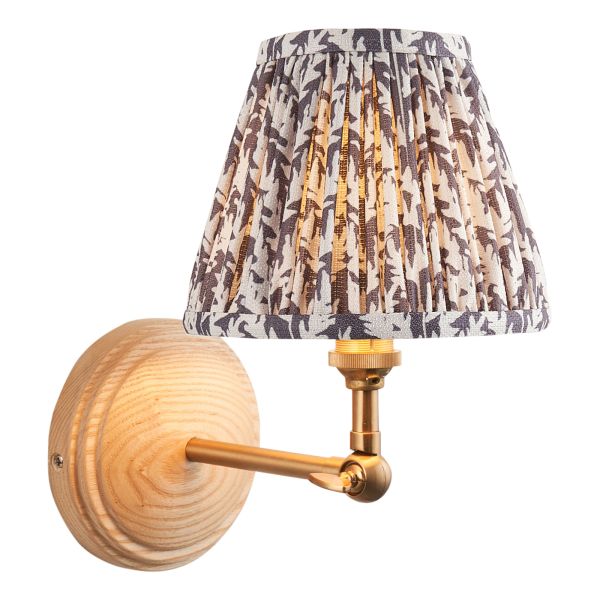 Бра Endon 115837 Wood Wing & Leaf 16cm Wall, Ash wood & pearl grey fabric