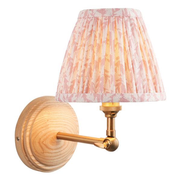 Бра Endon 115843 Wood Wing & Leaf 16cm Wall, Ash wood & peachy keen fabric