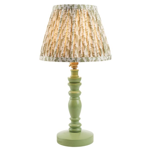 Lampa stołowa Endon 115937 Bibury & Leaf 20cm Table, Satin cotswold green paint & herb garden green fabric
