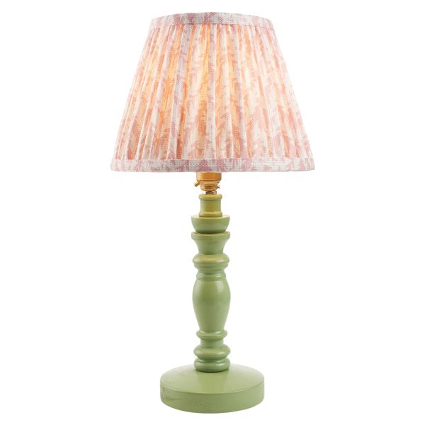 Lampa stołowa Endon 115939 Bibury & Leaf 20cm Table, Satin cotswold green paint & peachy keen fabric