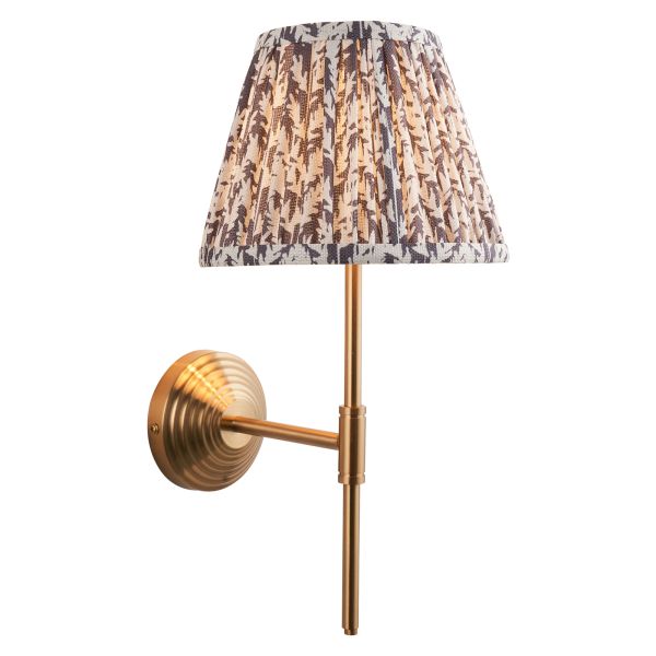 Бра Endon 116011 Obelisk T Bar & Leaf 20cm Wall, Brushed aged brass plate & pearl grey fabric