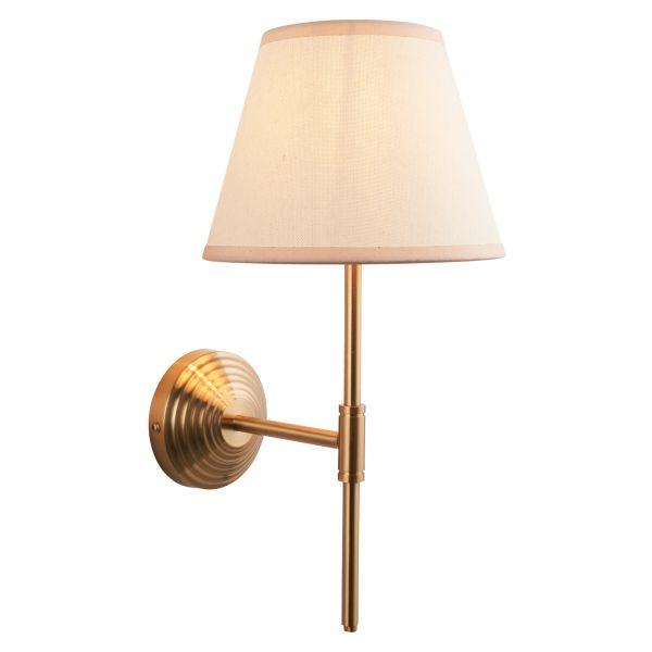 Бра Endon 116024 Obelisk T Bar & Ivy 20cm Wall, Brushed aged brass plate & vintage white fabric