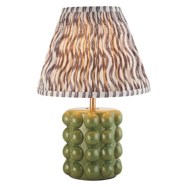 Lampa stołowa Endon 116295 Bobble & Ripple 25cm Table, Olive green glaze & pearl grey fabric