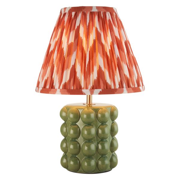 Lampa stołowa Endon 116298 Bobble & Zigzag 25cm Table, Olive green glaze & apricot orange fabric