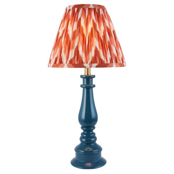 Lampa stołowa Endon 116350 Myrtle & Zigzag 25cm Table, Marlin blue & apricot orange fabric