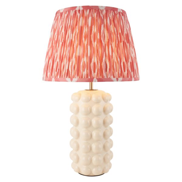 Lampa stołowa Endon 116385 Bobble & Ikat 35cm Table, White crackle glaze & coral pink fabric