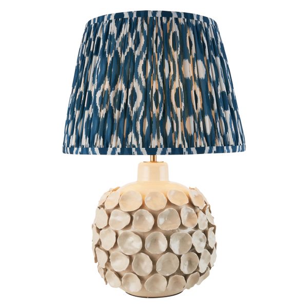 Lampa stołowa Endon 116405 Borello & Ikat 35cm Table, Ivory crackle glaze & marlin blue fabric