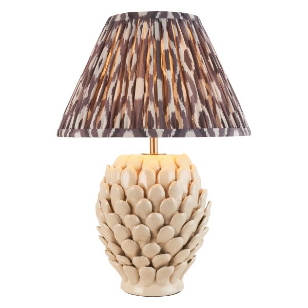 Настільна лампа Endon 116418 Layered Leaf & Ikat 30cm Table, Ivory crackle glaze & pearl grey fabric