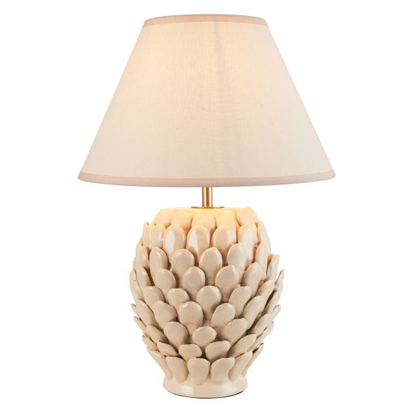 Настільна лампа Endon 116420 Layered Leaf & Ivy 30cm Table, Ivory crackle glaze & vintage white fabric