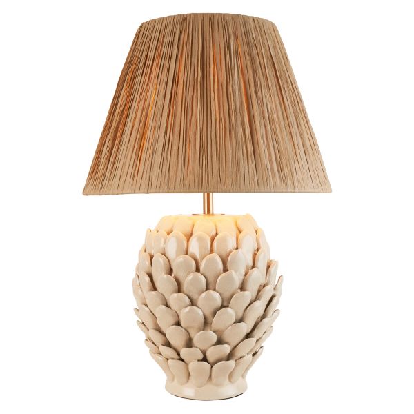 Настільна лампа Endon 116422 Layered Leaf & Raffia 30cm Table, Ivory crackle glaze & natural raffia