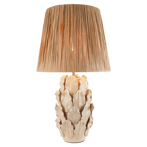 Настільна лампа Endon 116457 Layered Leaf & Raffia 32cm Table, Ivory crackle glaze & natural raffia
