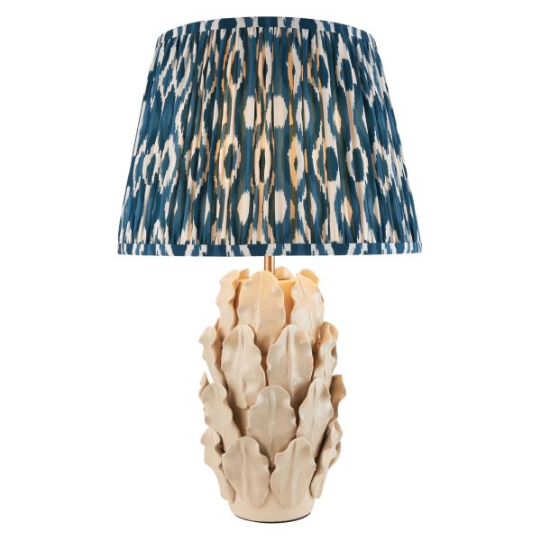 Lampa stołowa Endon 116464 Layered Leaf & Ikat 35cm Table, Ivory crackle glaze & marlin blue fabric