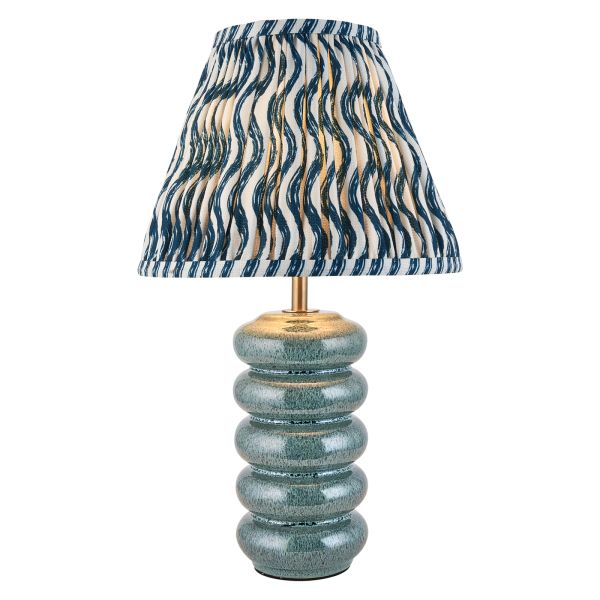 Lampa stołowa Endon 116483 Squash & Ripple 25cm Table, Ocean spray glaze & marlin blue fabric